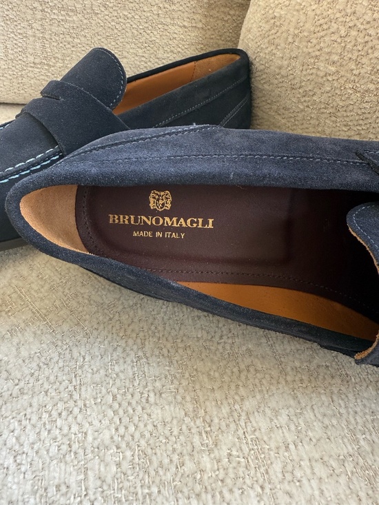Brunomagli blue suede mens loafer size 11 1/2